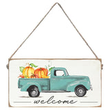 Rustic Marlin - Twine Sign - Welcome Harvest Truck with Pumpkins