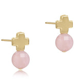 enewton Signature Cross Gold Stud Pink Opal