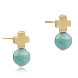 enewton Signature Cross Gold Studs Amazonite 