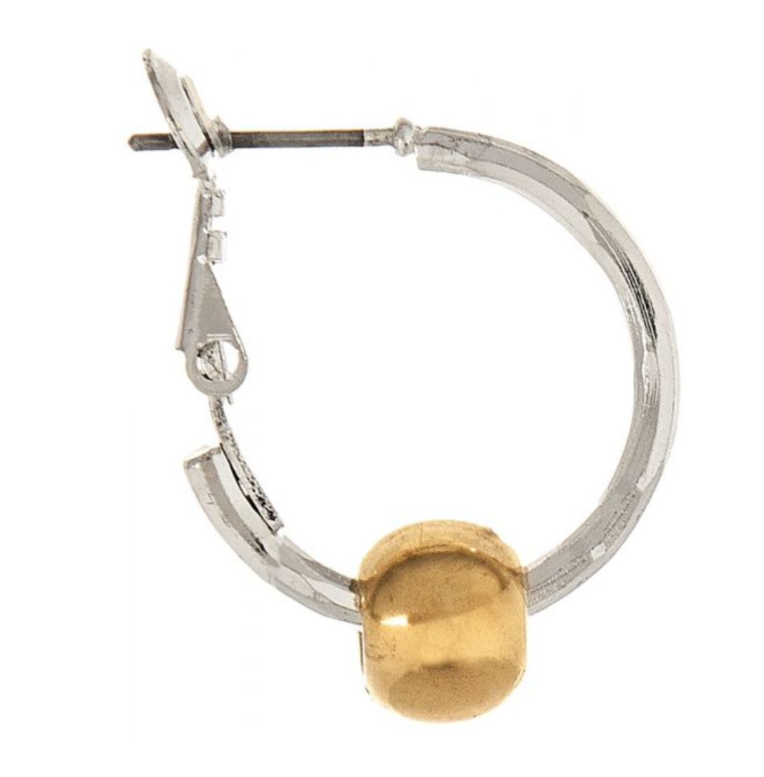 Rain Silver Hoop With Gold Ball Earring