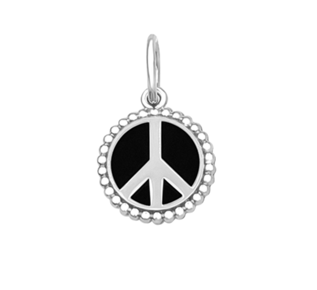 Lola Peace Sign Black Pendant Silver