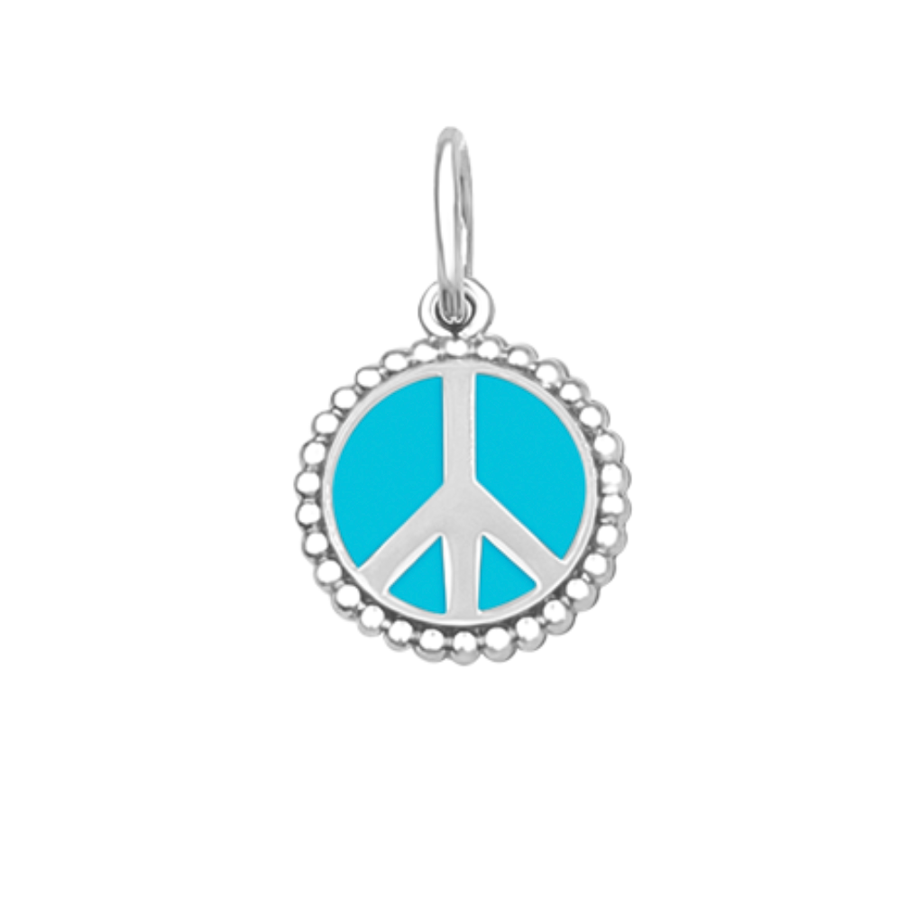 Lola Peace Sign Turquoise Pendant Silver