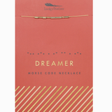 Lucky Feather - Morse Code -Necklace Gold - Dreamer