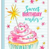 Rosanne Beck - Birthday Card - Handpainted Cupcake With Sparkler