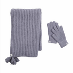 Mud Pie Gray Chenille Glove and Scarf