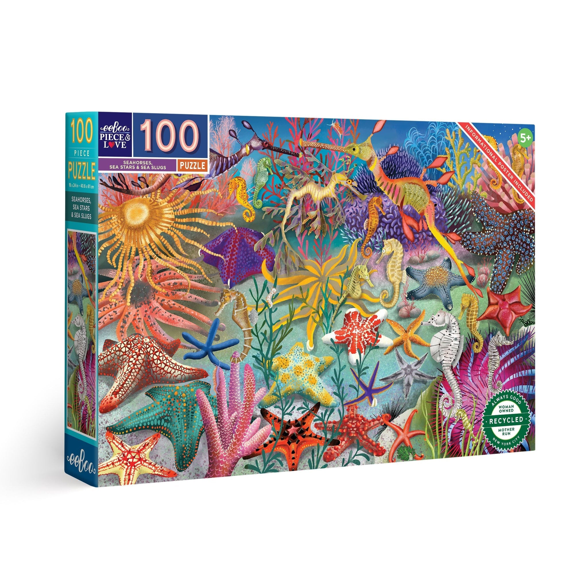 eeBoo Puzzle Seahorses, Sea Stars & Sea Slugs 100pc