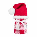 Mud Pie Hat and Plaid Blanket Set Santa