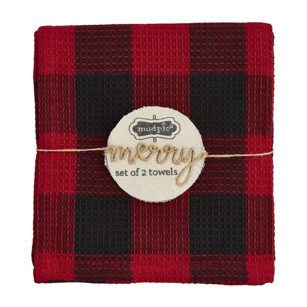 Mud Pie Buffalo Plaid Dish Towel Set