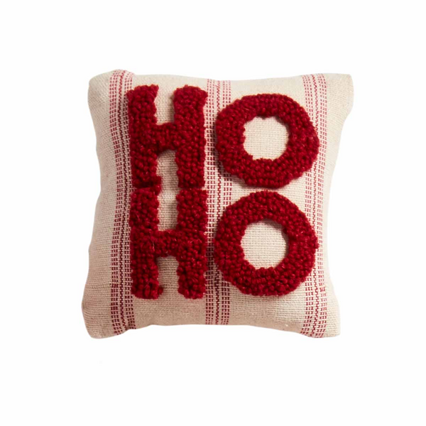 Mud Pie Ho Ho Mini Hooked Pillow