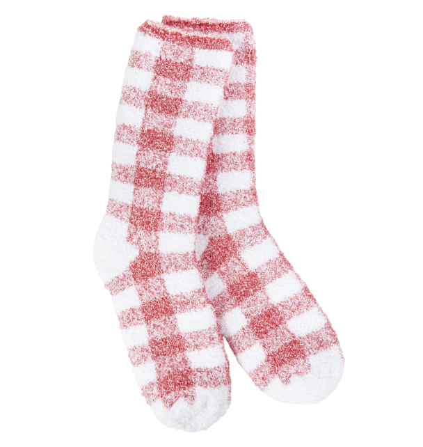 World's Softest Socks Crimson Check Fireside Crew