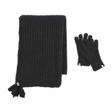 Mud Pie Black Chenille Glove and Scarf