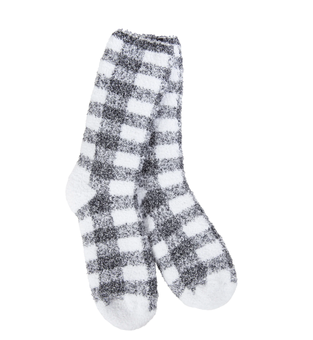 World's Softest Socks Black Check Fireside Crew